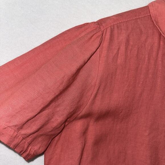 Sundance Button Front LinenTop Womens Large Coral Preppy Quiet Luxury - Picture 3 of 11